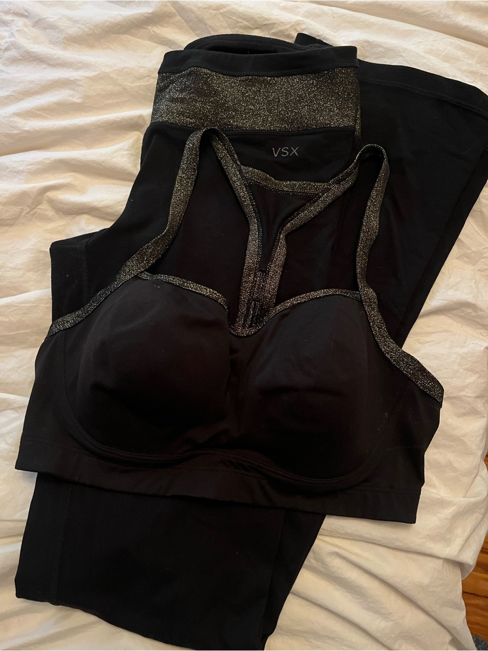 Victorias Secret Black and Gold Workout Set